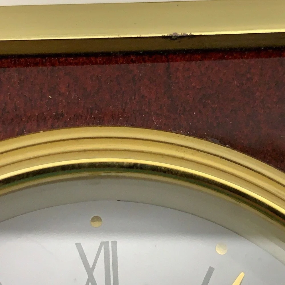 Quartz Linden Shelf Mantel Clock Brown Gold-Tone For Parts